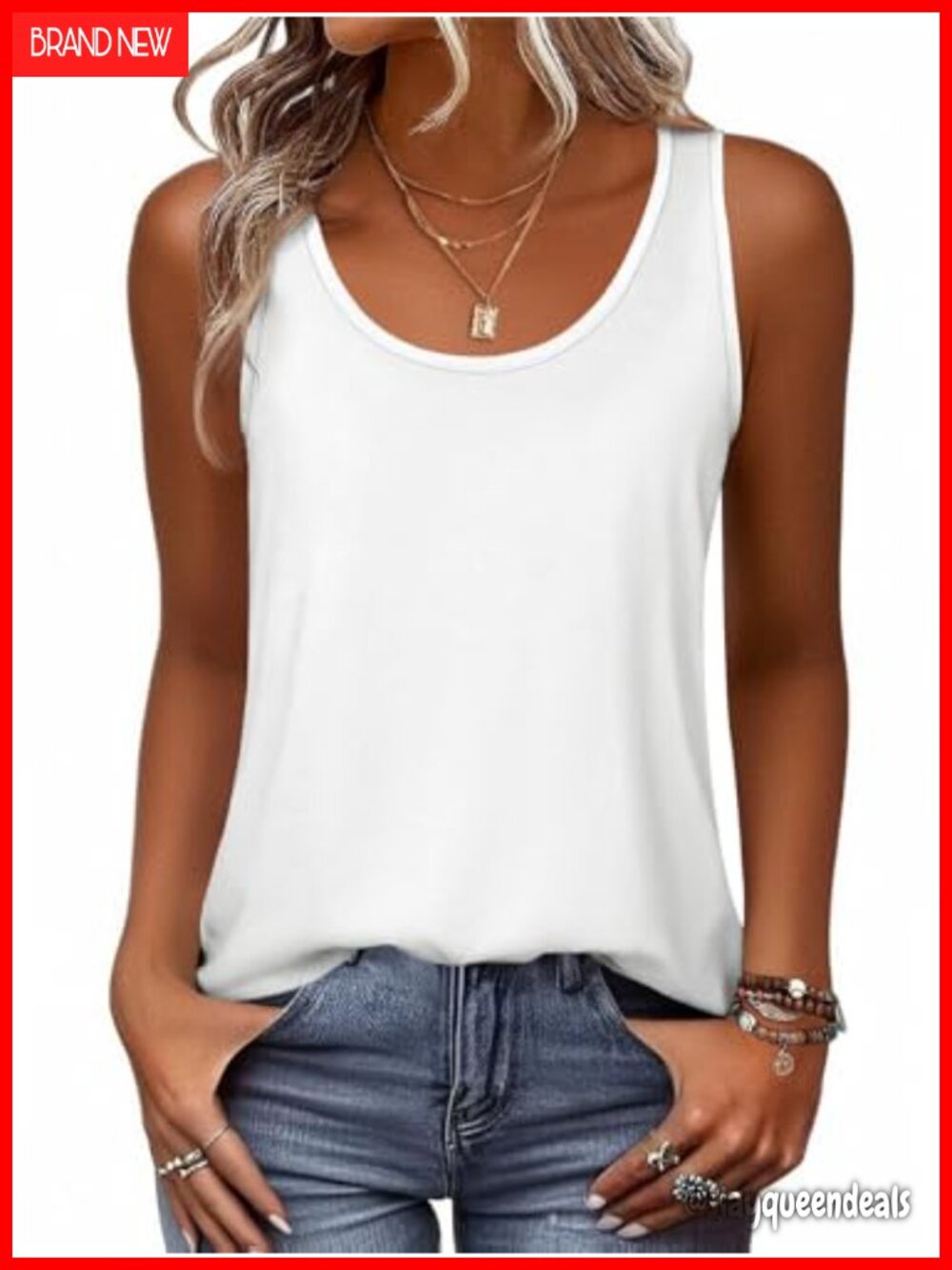 Womens Flowy Tank Top Loose Fit Scoop Neck Casual Summer Sleeveless
